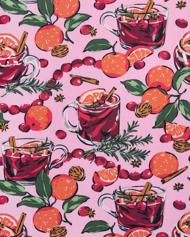 Mulled Wine - Back to Bed Cropped Pant Set - Pink Tinsel - Printfresh