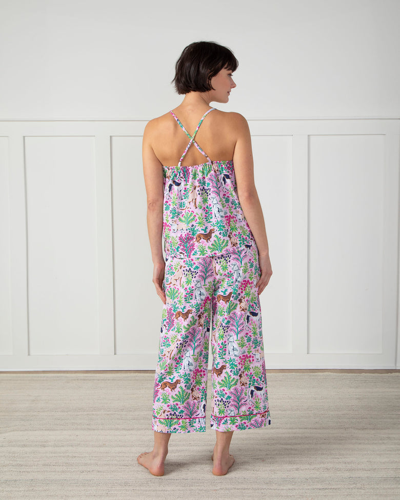 Must Love Dogs - Cami Cropped Pants Set - Pink Peony - Printfresh