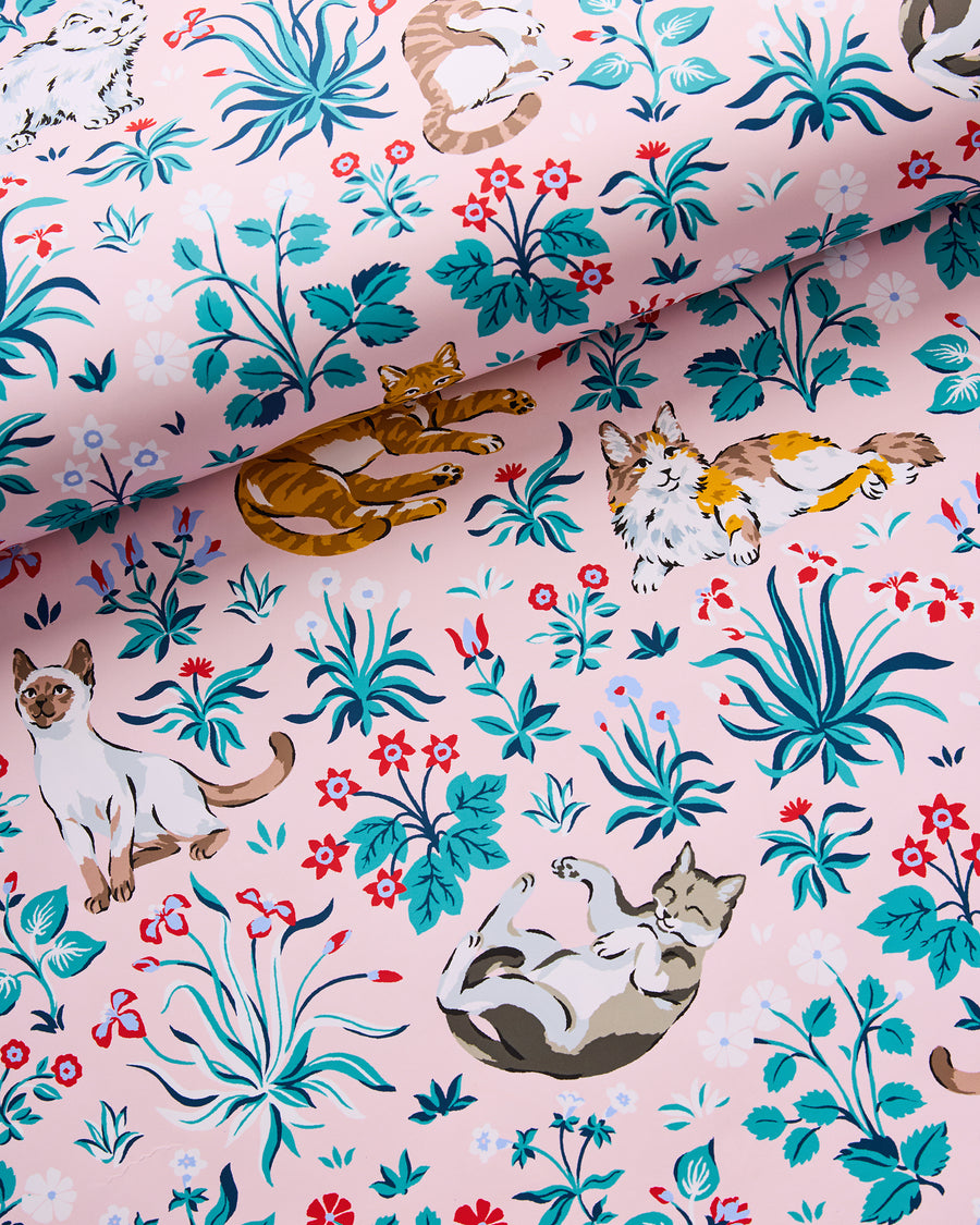 Must Love Cats - Peel & Stick Wallpaper - Pink - Printfresh