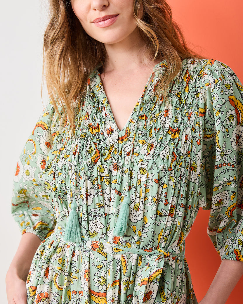 India Bloom - Artifact Dress - Sage - Printfresh