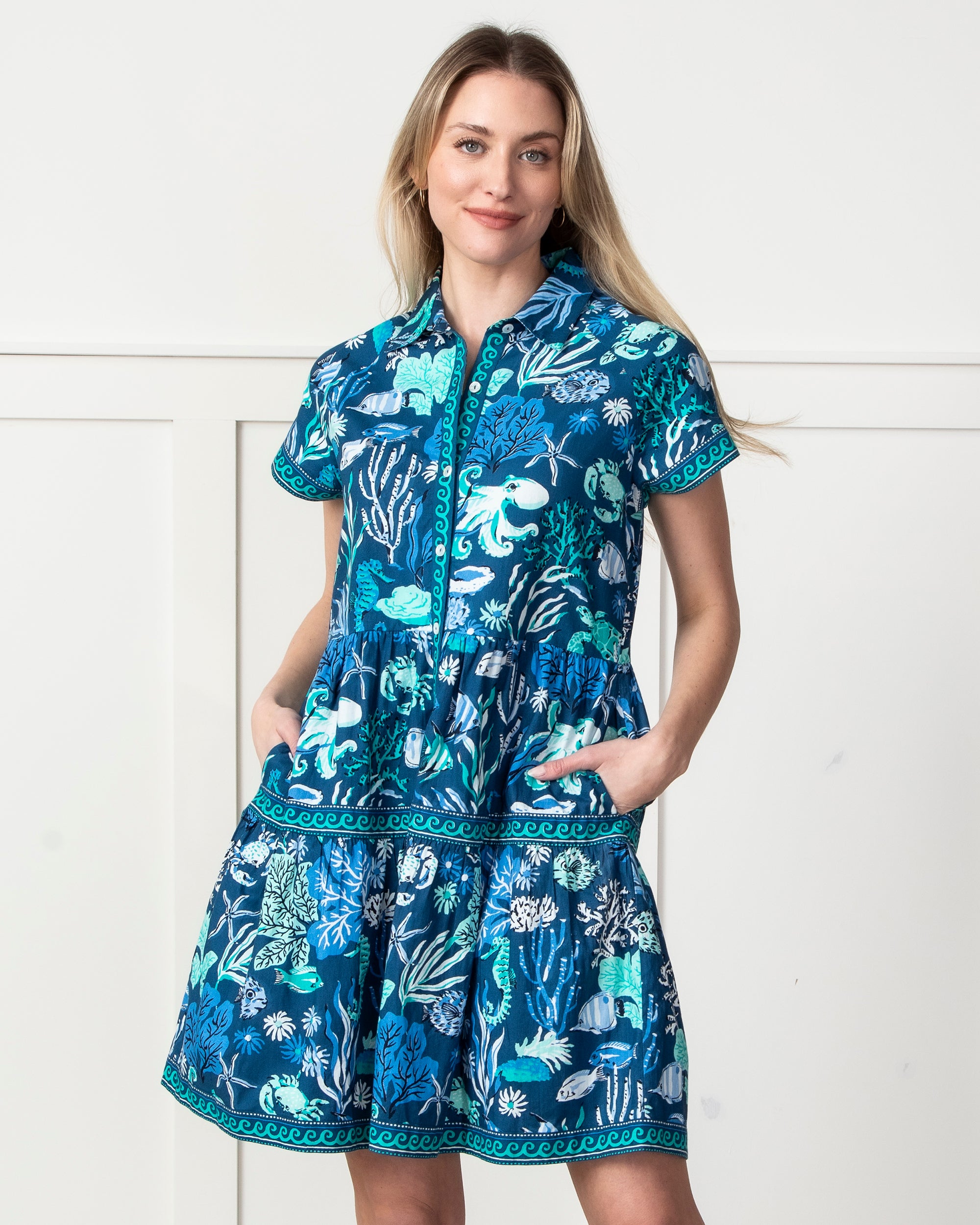 Oceania - Easy Elegance Dress - Navy - Printfresh