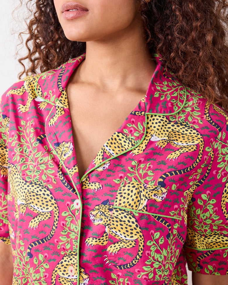 Bagheera - Short Sleeve Top & Long Pants Set - Hot Pink - Printfresh