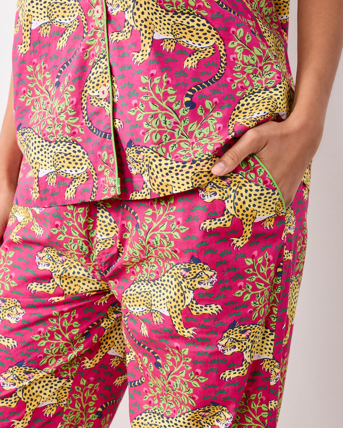 Bagheera - Short Sleeve Top & Long Pants Set - Hot Pink - Printfresh