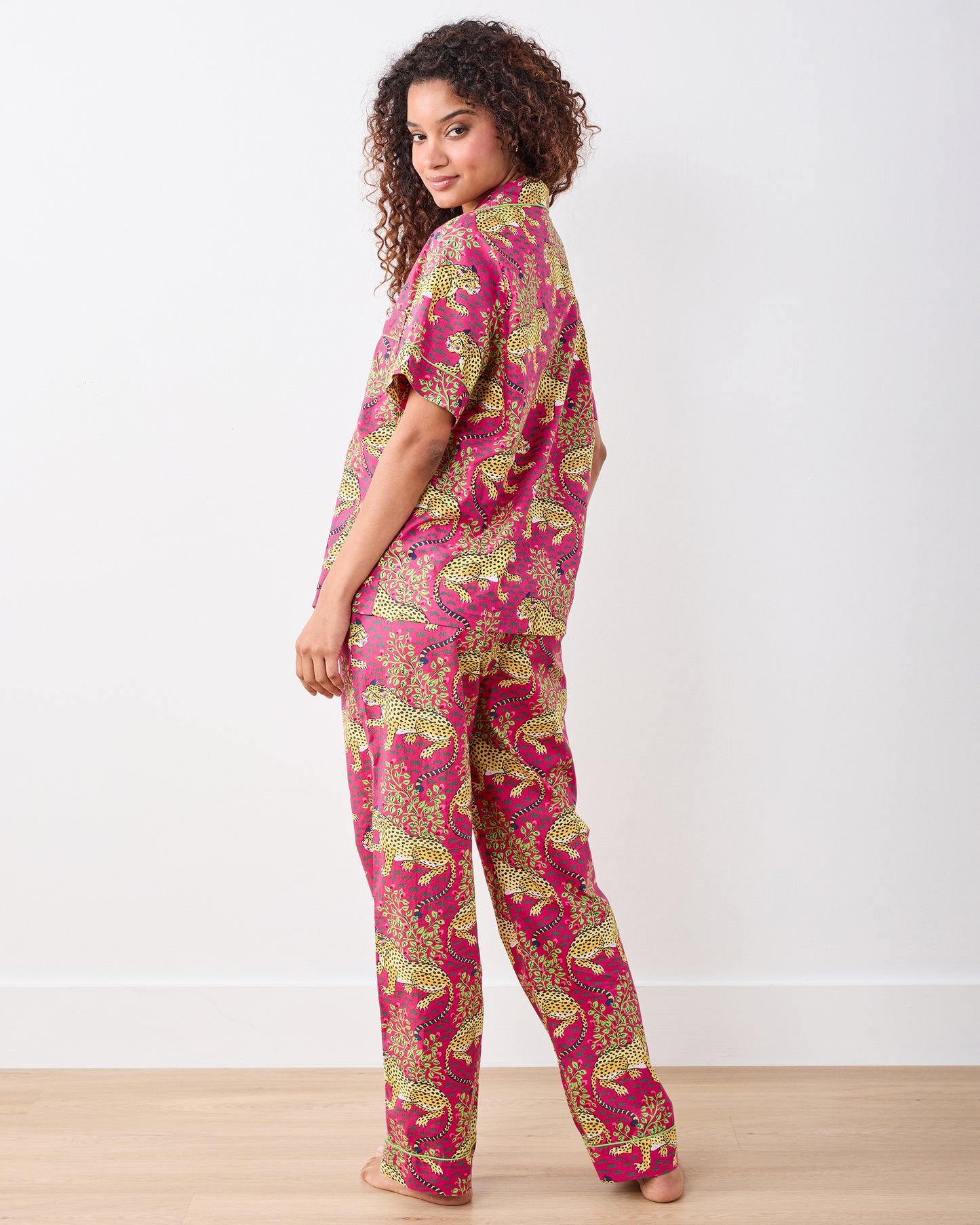 Bagheera - Short Sleeve Top & Long Pants Set - Hot Pink - Printfresh