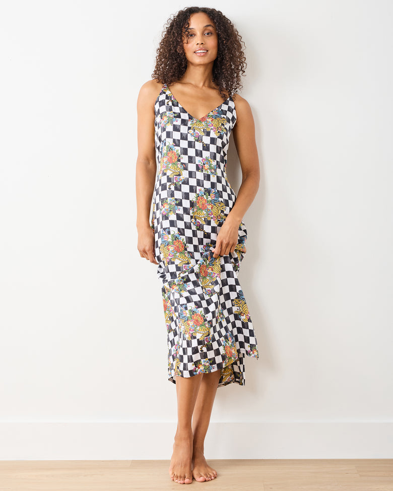 Courtly Check Bagheera - Eco Satin Chic to Sleep Nightie - Floral - Printfresh