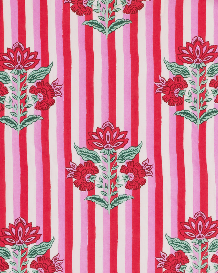 Carnation Stripes - Maison Dress - Scarlet Petal - Printfresh