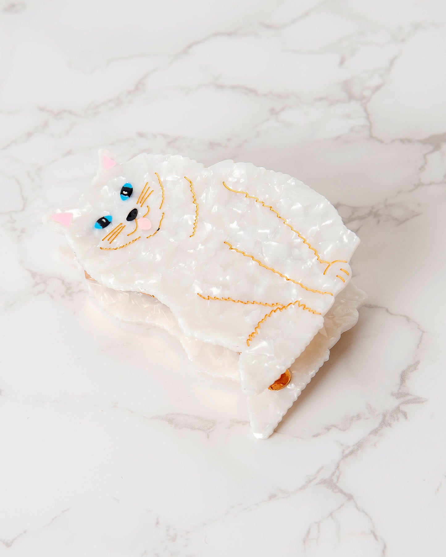 White - Hand Painted Persian Cat Claw Hair Clip - Solar Eclipse - Printfresh