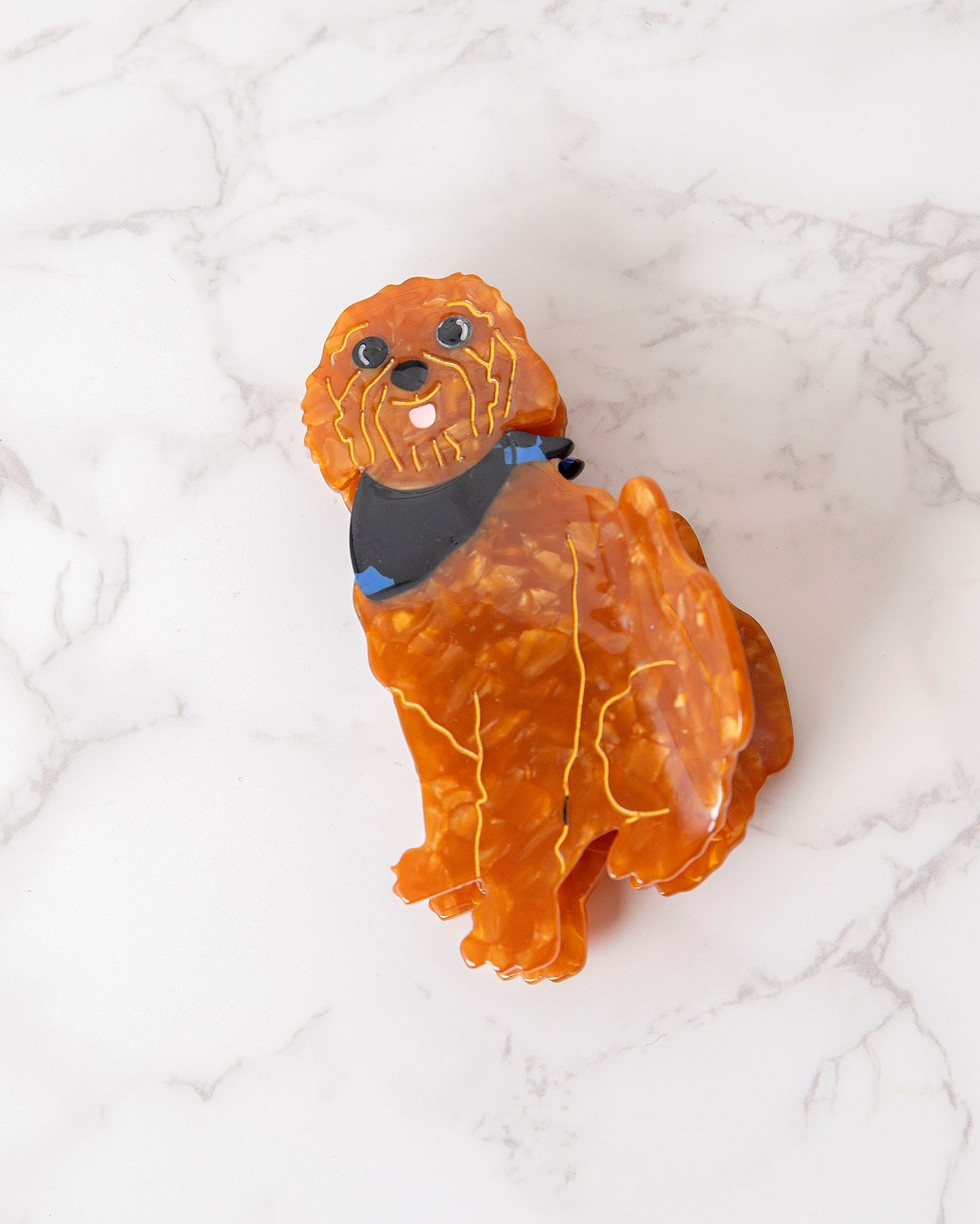 Brown - Hand Painted Golden Doodle Claw Hair Clip - Solar Eclipse - Printfresh