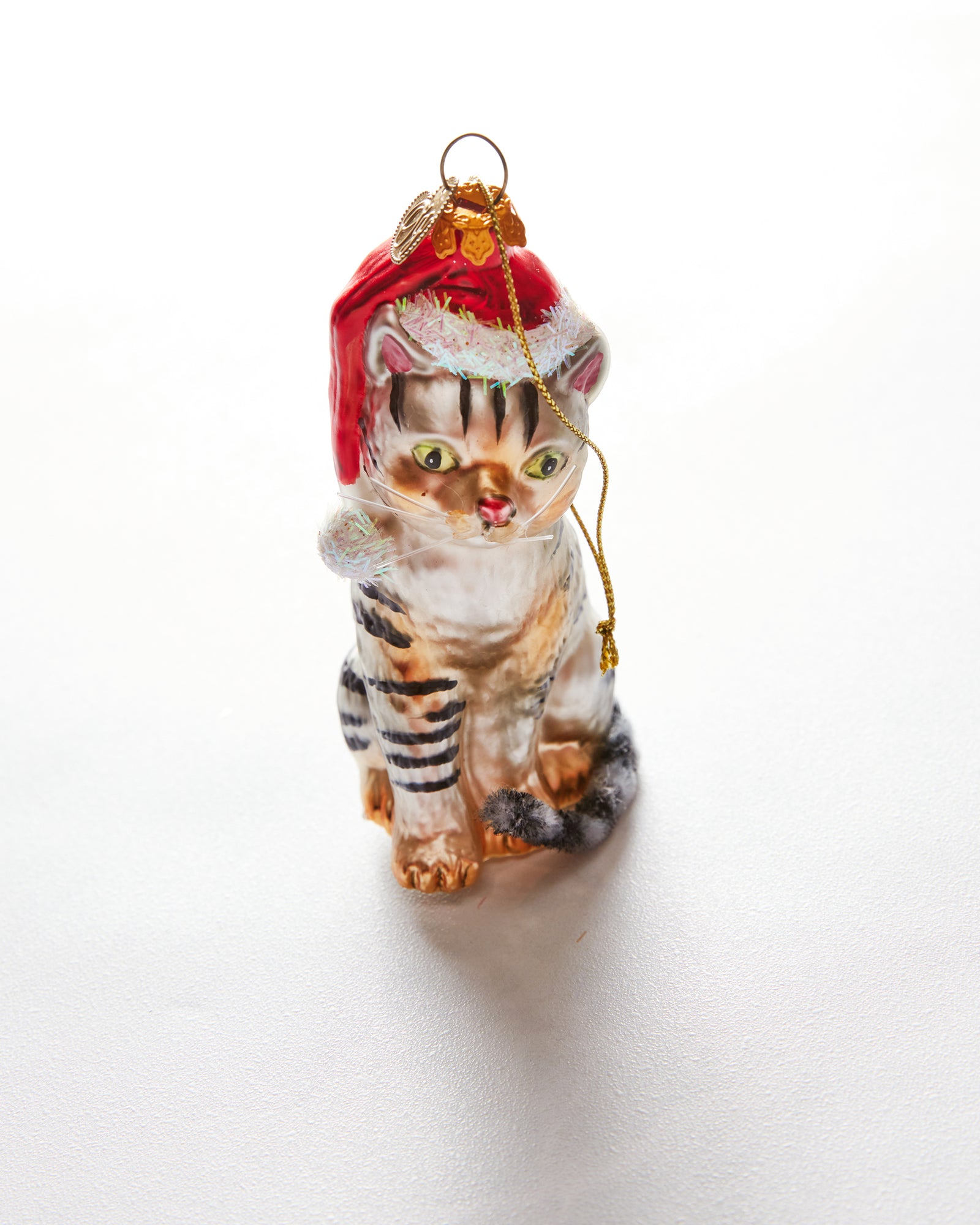 Tabby Cat with Santa Hat Ornament- Ornamentally You - Printfresh