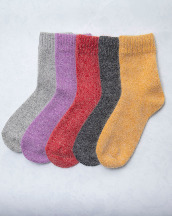 Dark Gray - Womens Cozy Wool Angora Socks - Comfortarians - Printfresh