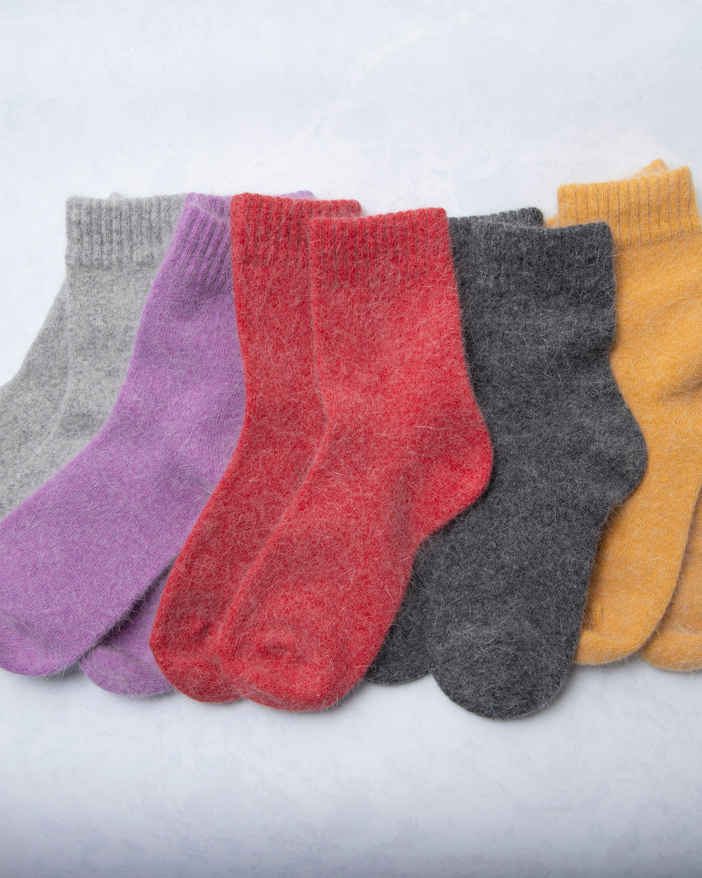 Red - Womens Cozy Wool Angora Socks - Comfortarians - Printfresh