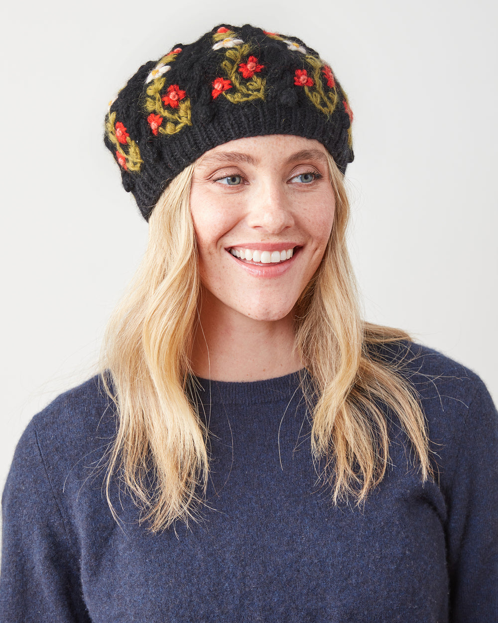 Black - Eleanor Beret - French Knot - Printfresh