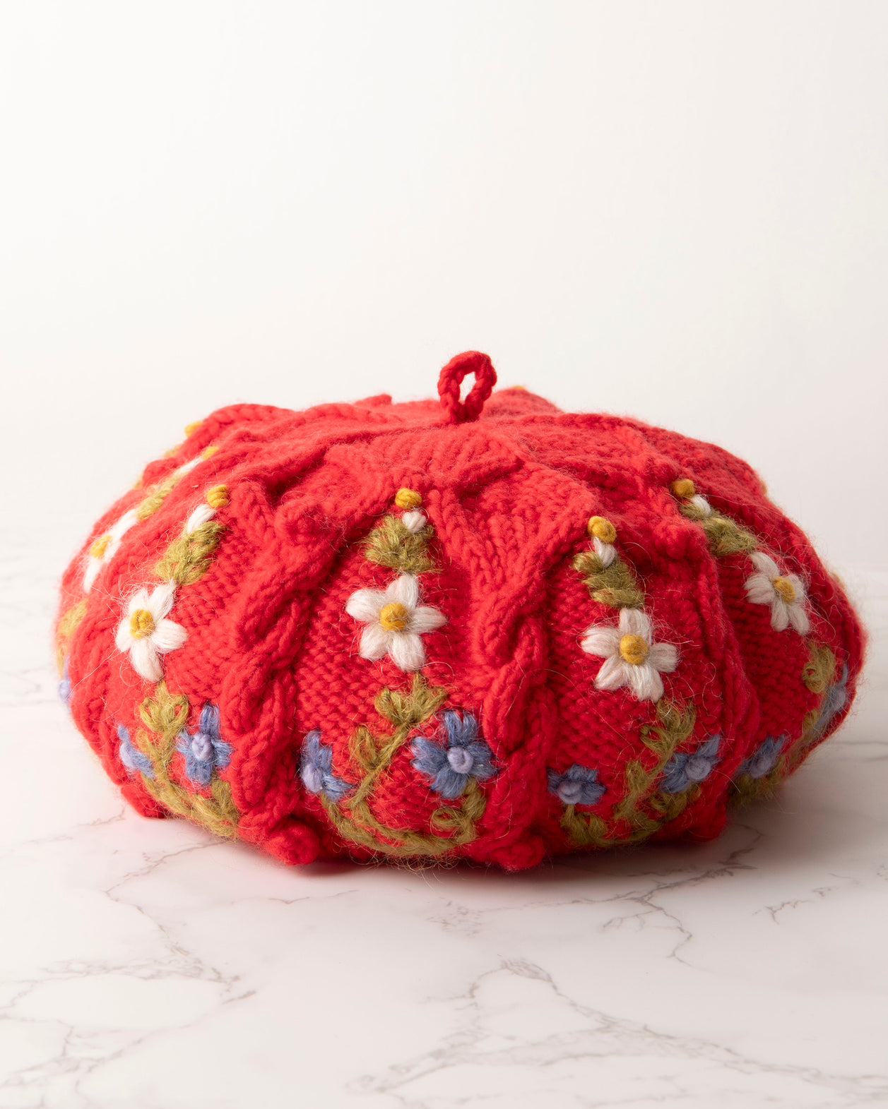 Red - Eleanor Beret - French Knot - Printfresh