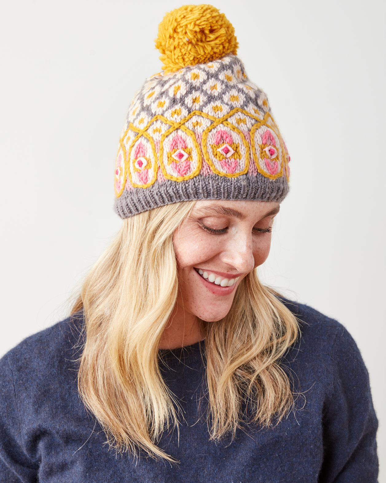 Grey - Vintage Chalet Hat - French Knot - Printfresh