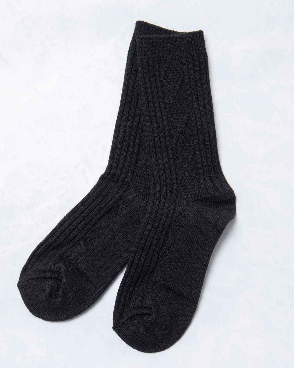 Black - Cashmere Blend Cable Sock - Happy Knits - Printfresh