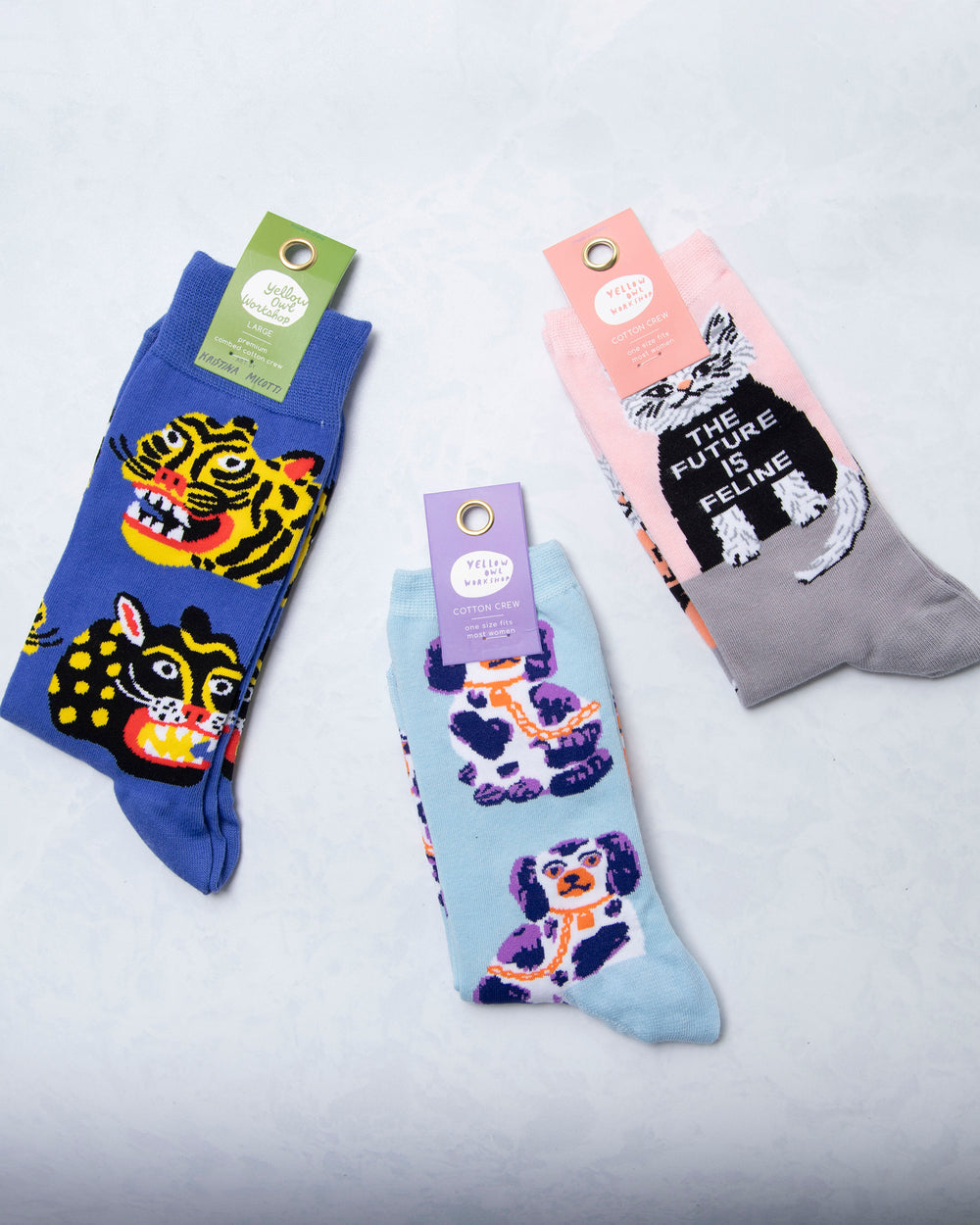 Men's Wild Cat Sock - Yellow Owl - Printfresh