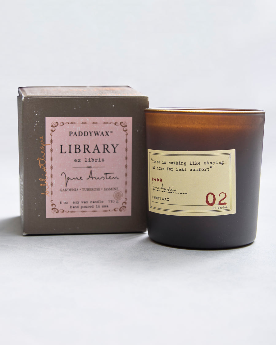 Jane Austen - Paddywax Library 6 oz Boxed Glass Candle -  Jane Austen - Printfresh