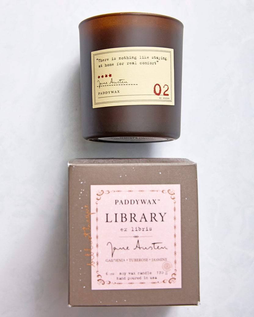 Jane Austen - Paddywax Library 6 oz Boxed Glass Candle -  Jane Austen - Printfresh