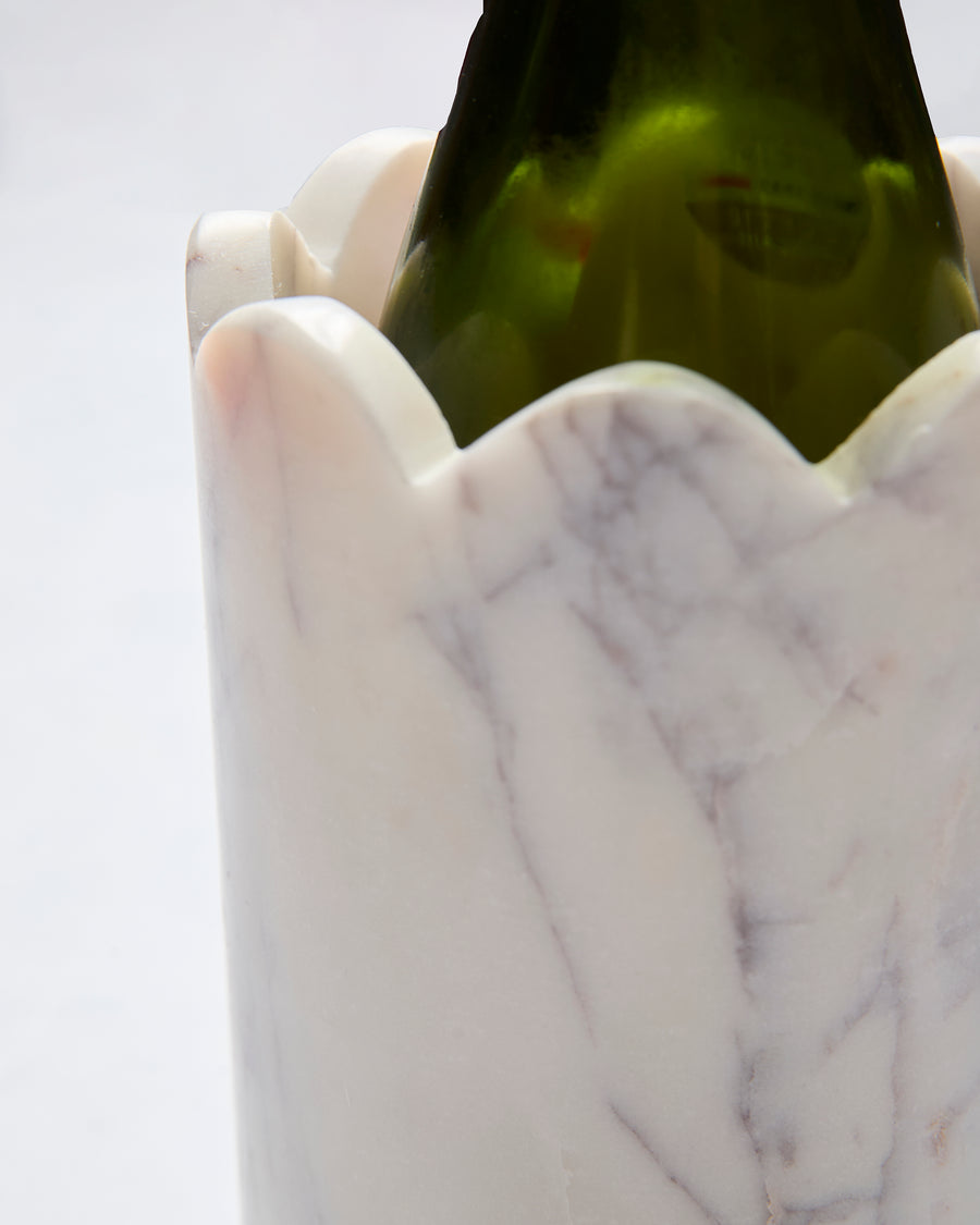 White Marble - Scalloped Wine & Champagne Chiller - 8 Oak Lane - Printfresh