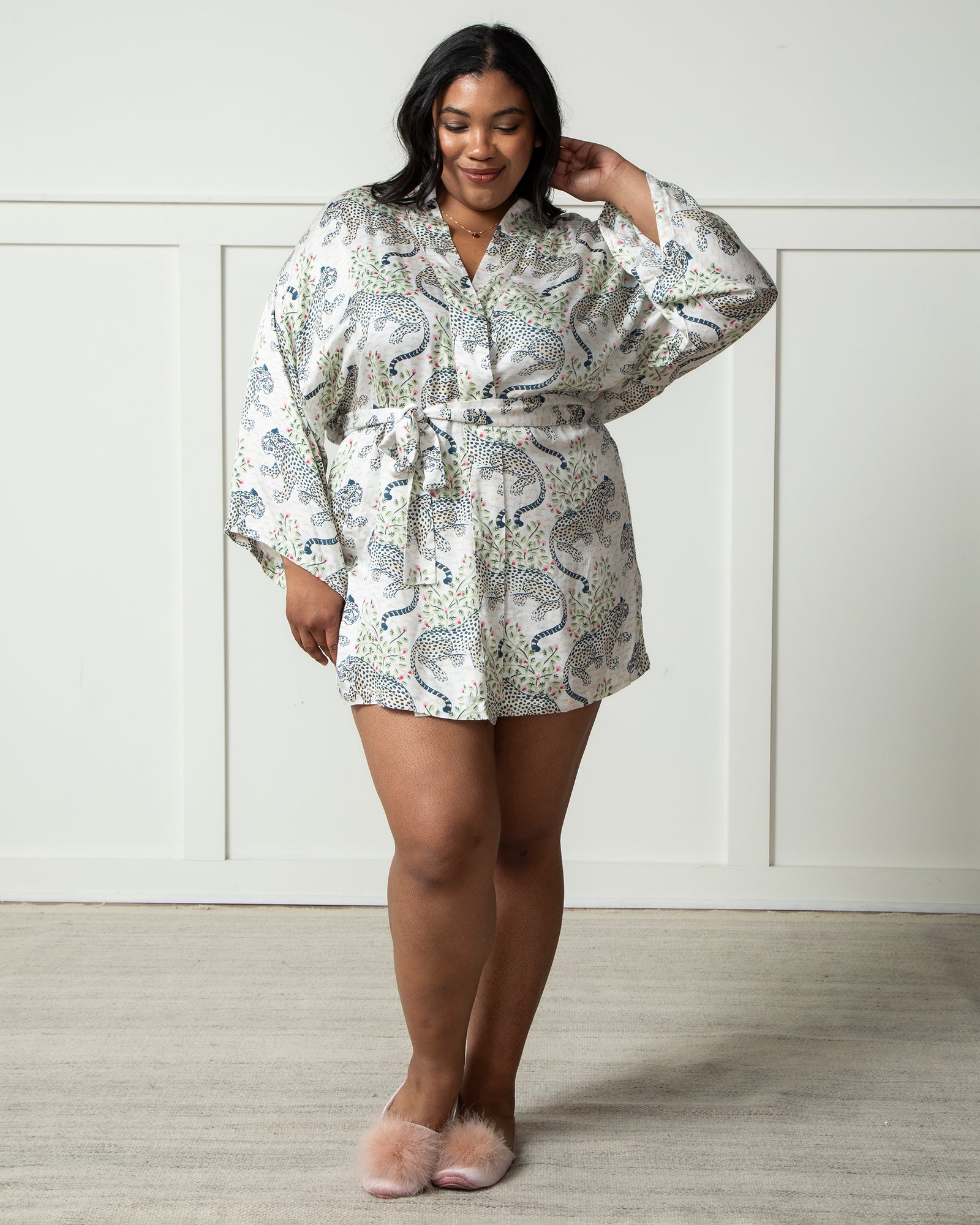 Bagheera - Satin Glam Mini Robe - Wedding Cake - Printfresh