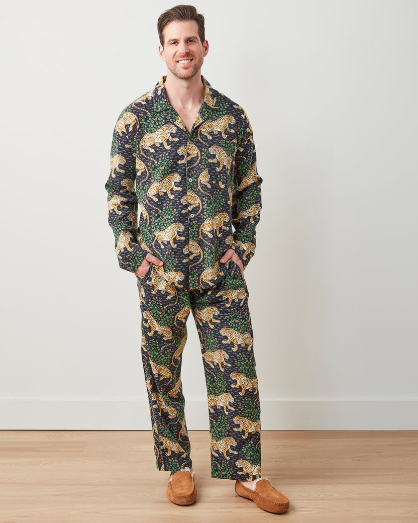 Bagheera - Men's Lightweight Flannel Long PJ Set - Ink - Printfresh