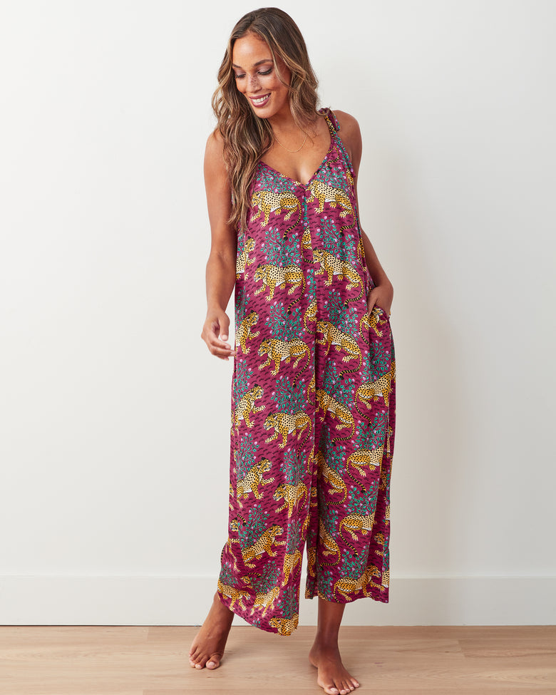 Bagheera - Eco Satin Jaipur Jumpsuit - Wine - Printfresh