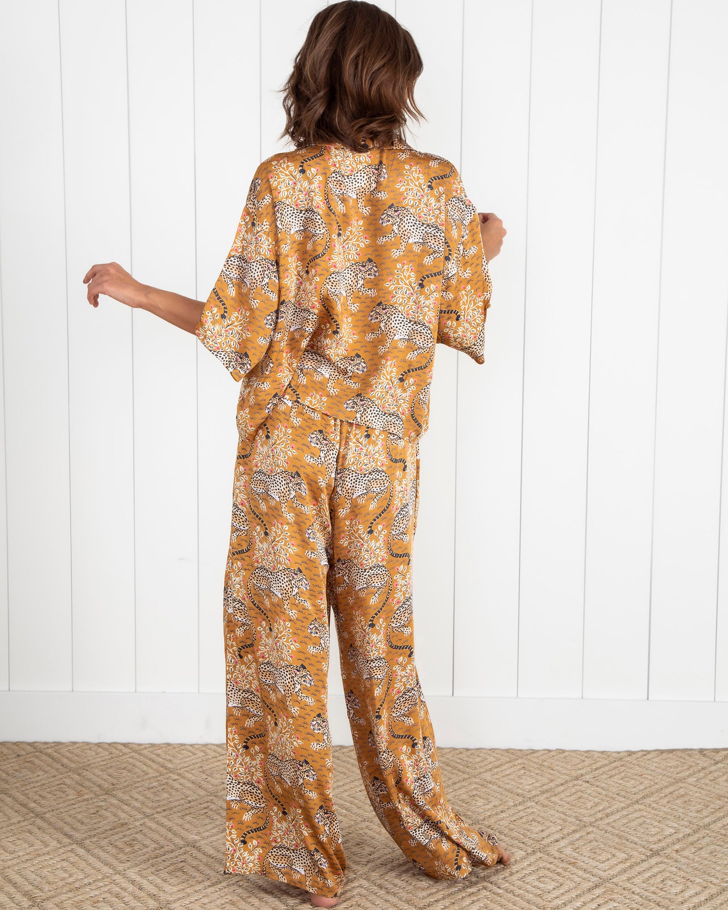 Bagheera - Petite Satin Wildest Dreams Pajama Set - Tobacco - Printfresh