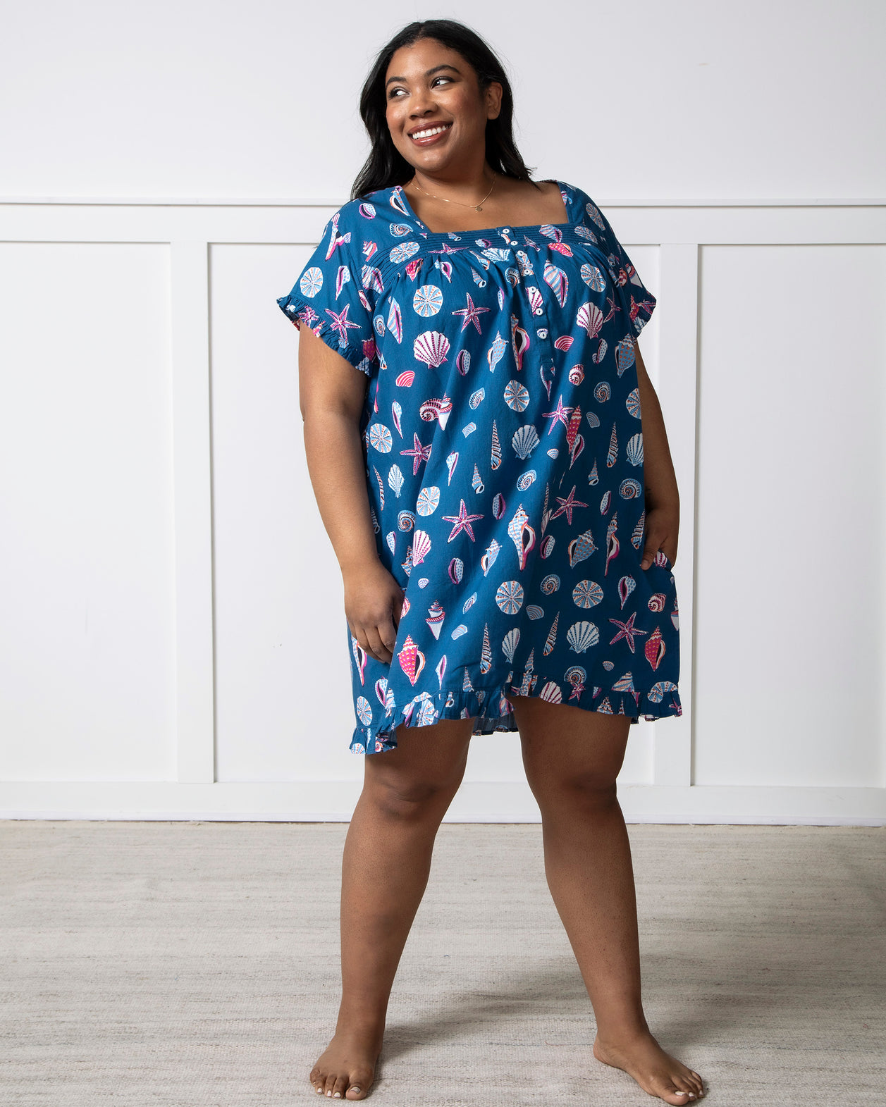 Beachcomber - Pintuck Nightgown - Shoreline Blue - Printfresh