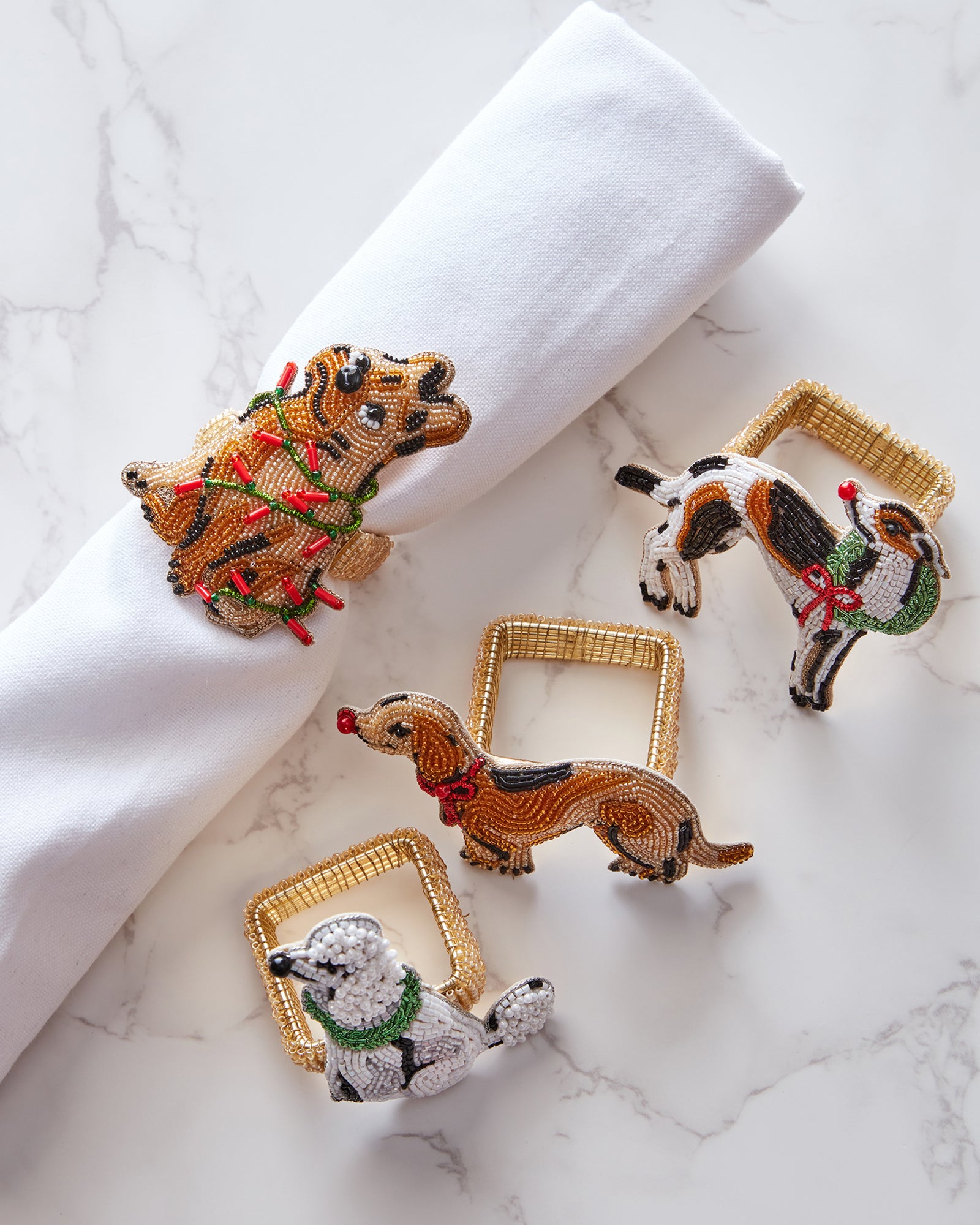 Happy Howlidays - Napkin Ring Set Of 4 -  Multi - Printfresh