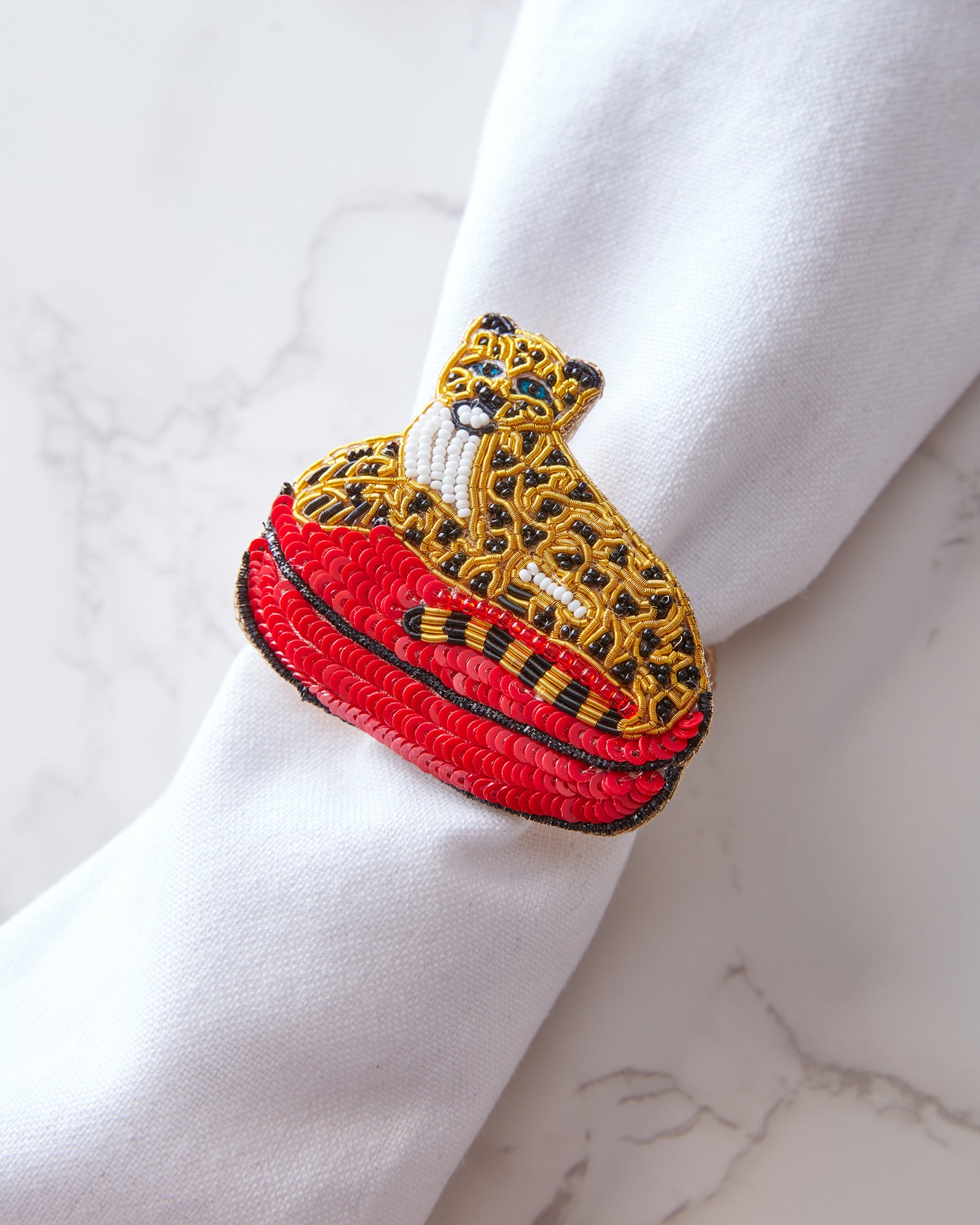 Royal Cheetah - Napkin Ring Set Of 2 - Gold Ink - Printfresh