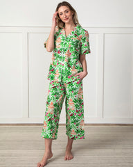 Birds of a Feather - Short Sleeve Top & Cropped Pants Set - Kiwi Slice - Printfresh