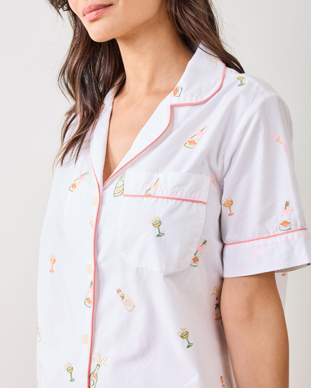 Bubbly Brunch - Short Sleeve Top & Cropped Pants Set - Cloud - Printfresh