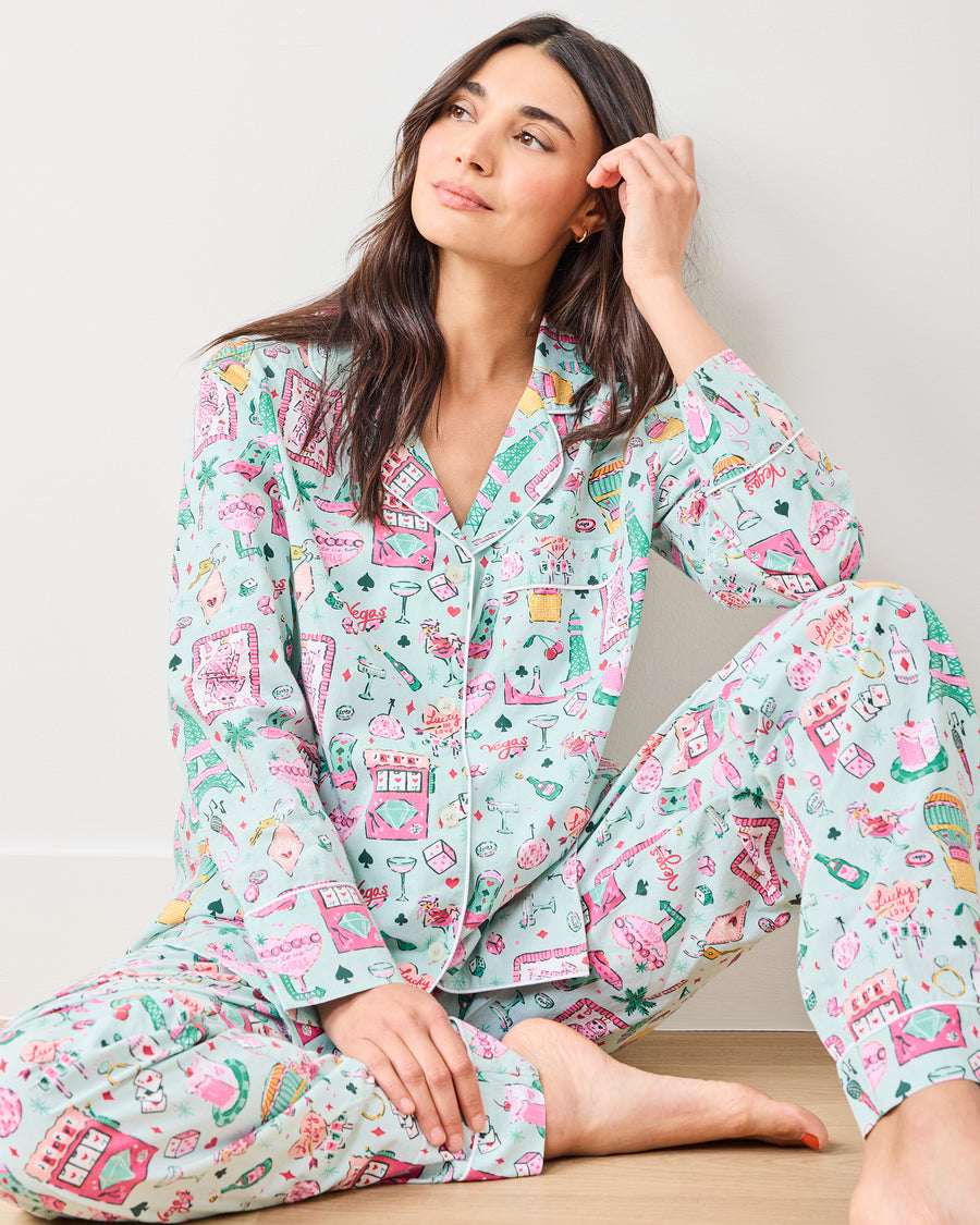 Viva Las Vegas - Long PJ Set - Mint - Printfresh