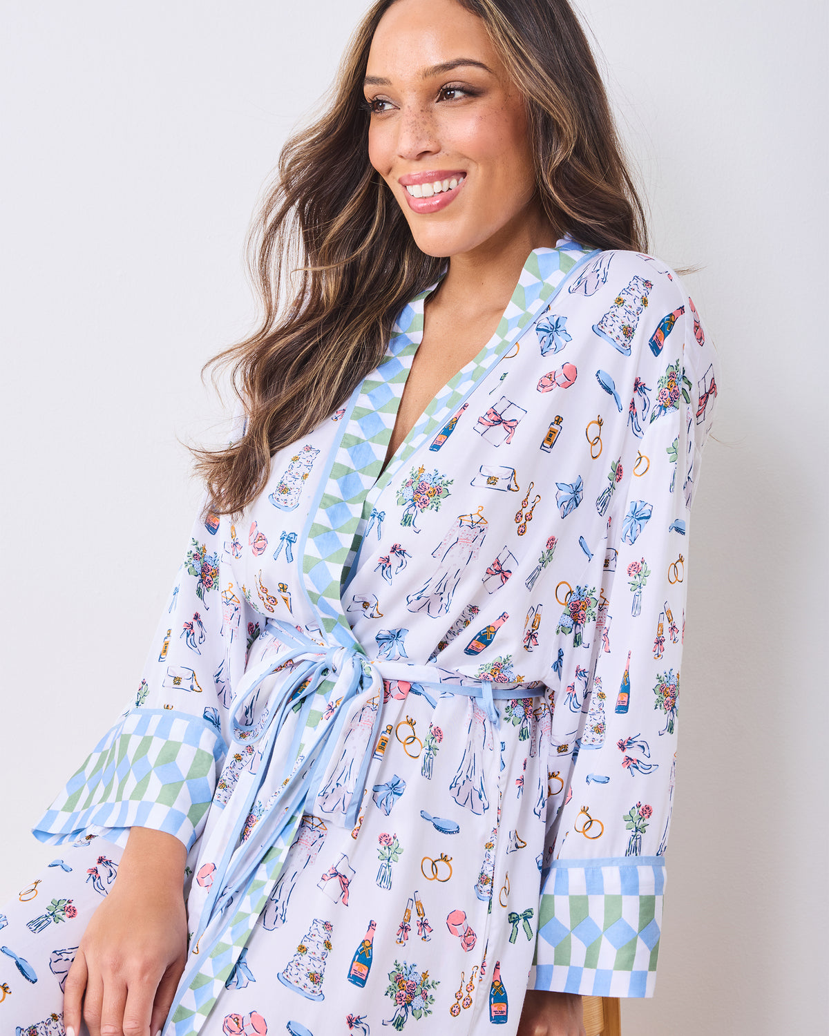 Big Day Bliss - Eco Satin Robe - Coastal Cloud - Printfresh