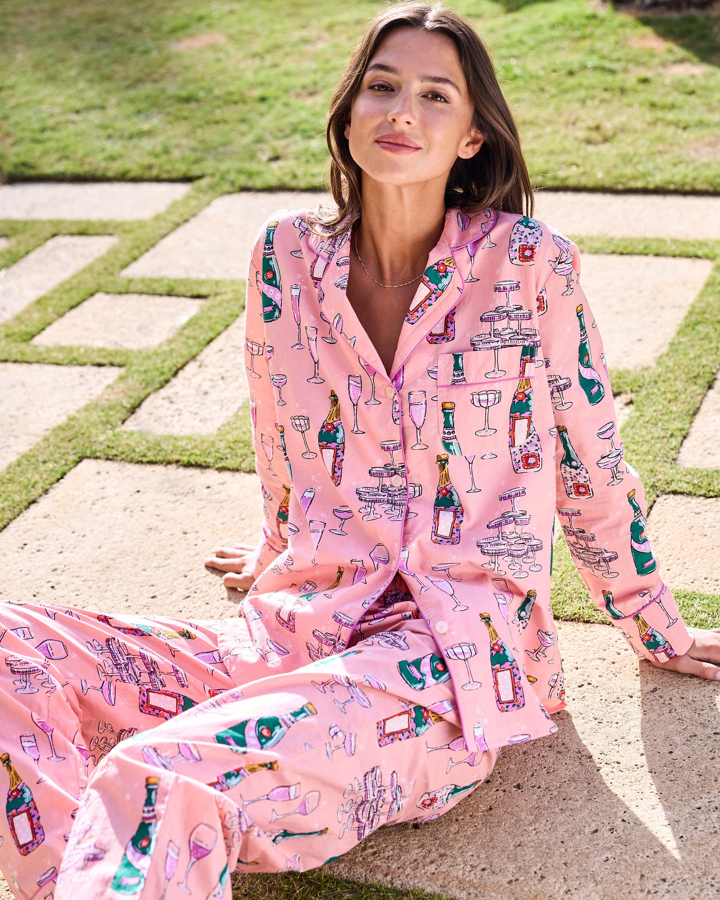 Champagne Tower - Tall Long PJ Set - Peach Fizz - Printfresh