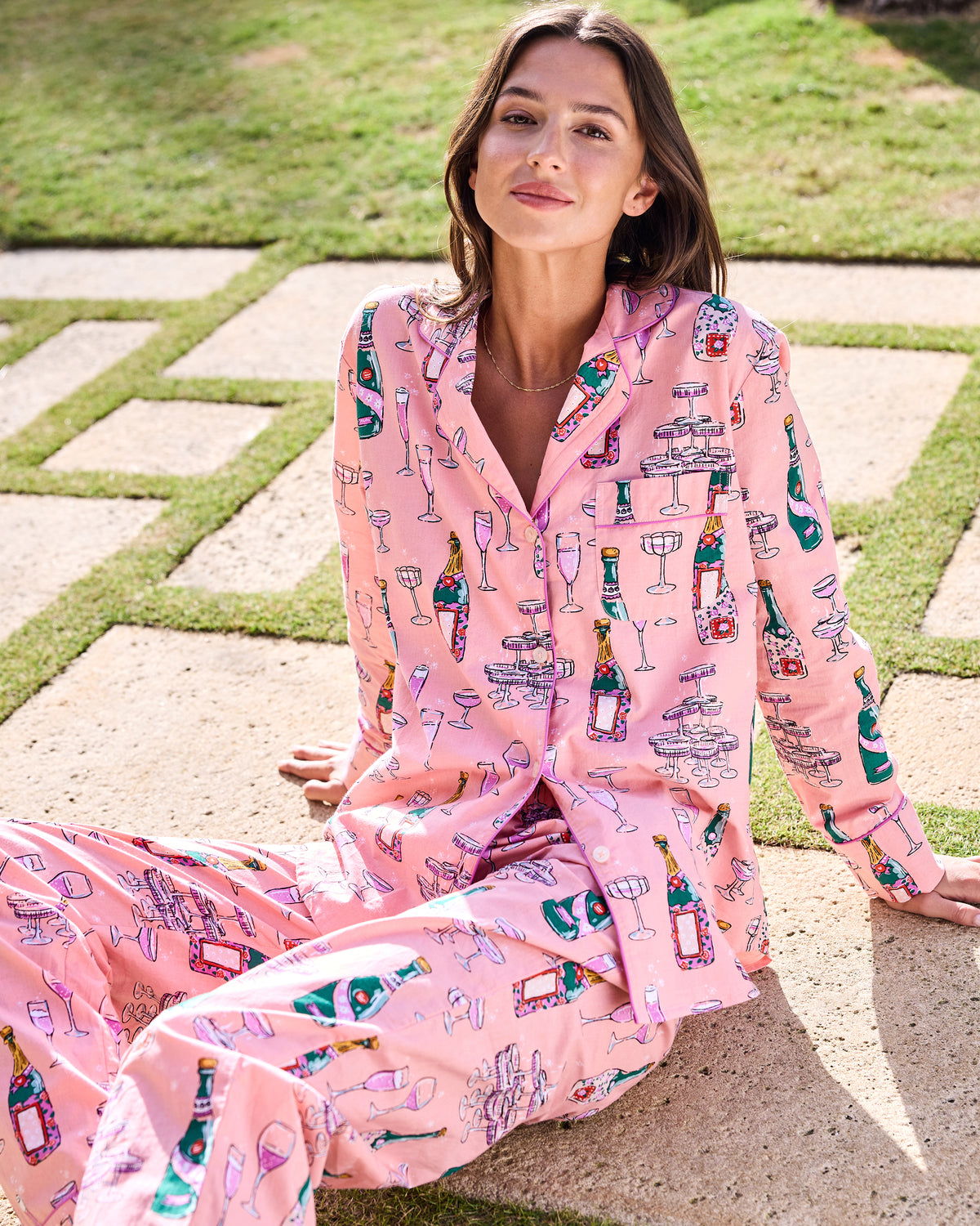 Champagne Tower - Tall Long PJ Set - Peach Fizz - Printfresh