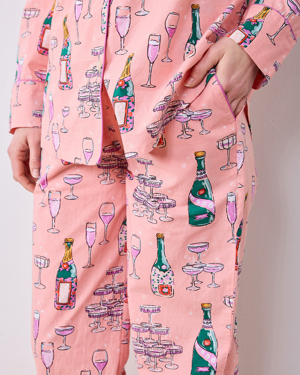 Champagne Tower - Tall Long PJ Set - Peach Fizz - Printfresh
