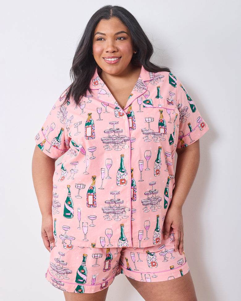 Champagne Tower - Short PJ Set - Peach Fizz - Printfresh