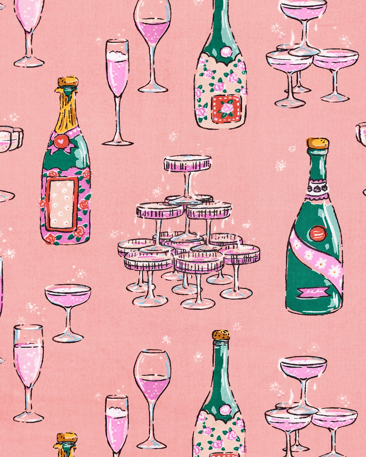 Champagne Tower - Short PJ Set - Peach Fizz - Printfresh