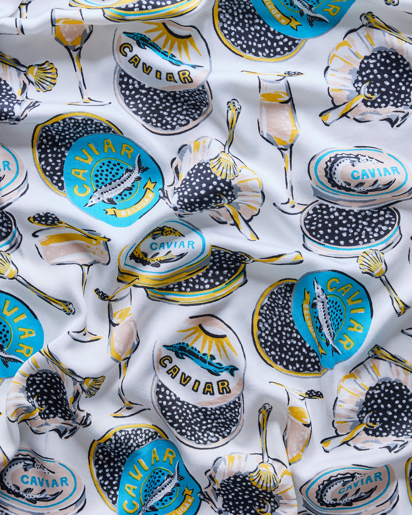 Champagne & Caviar - Eco Satin Ruffle Short Set - Pearl - Printfresh