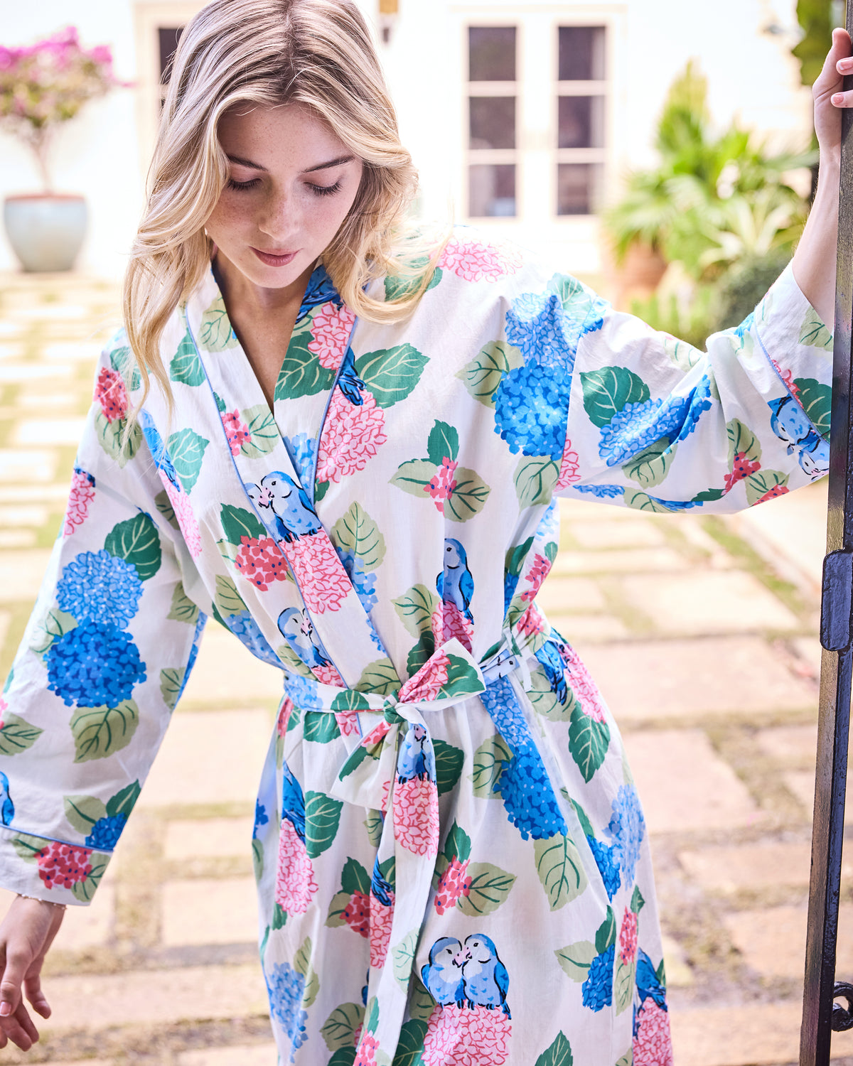 Hydrangea Honeymoon - Getting Ready Robe - Cloud - Printfresh