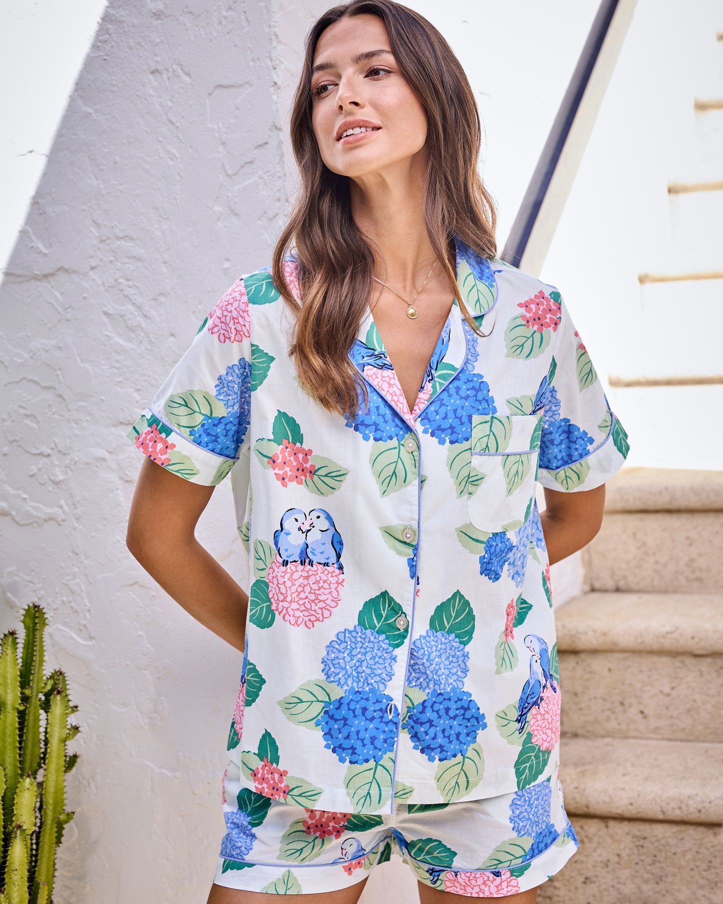 Hydrangea Honeymoon - Short PJ Set - Cloud - Printfresh