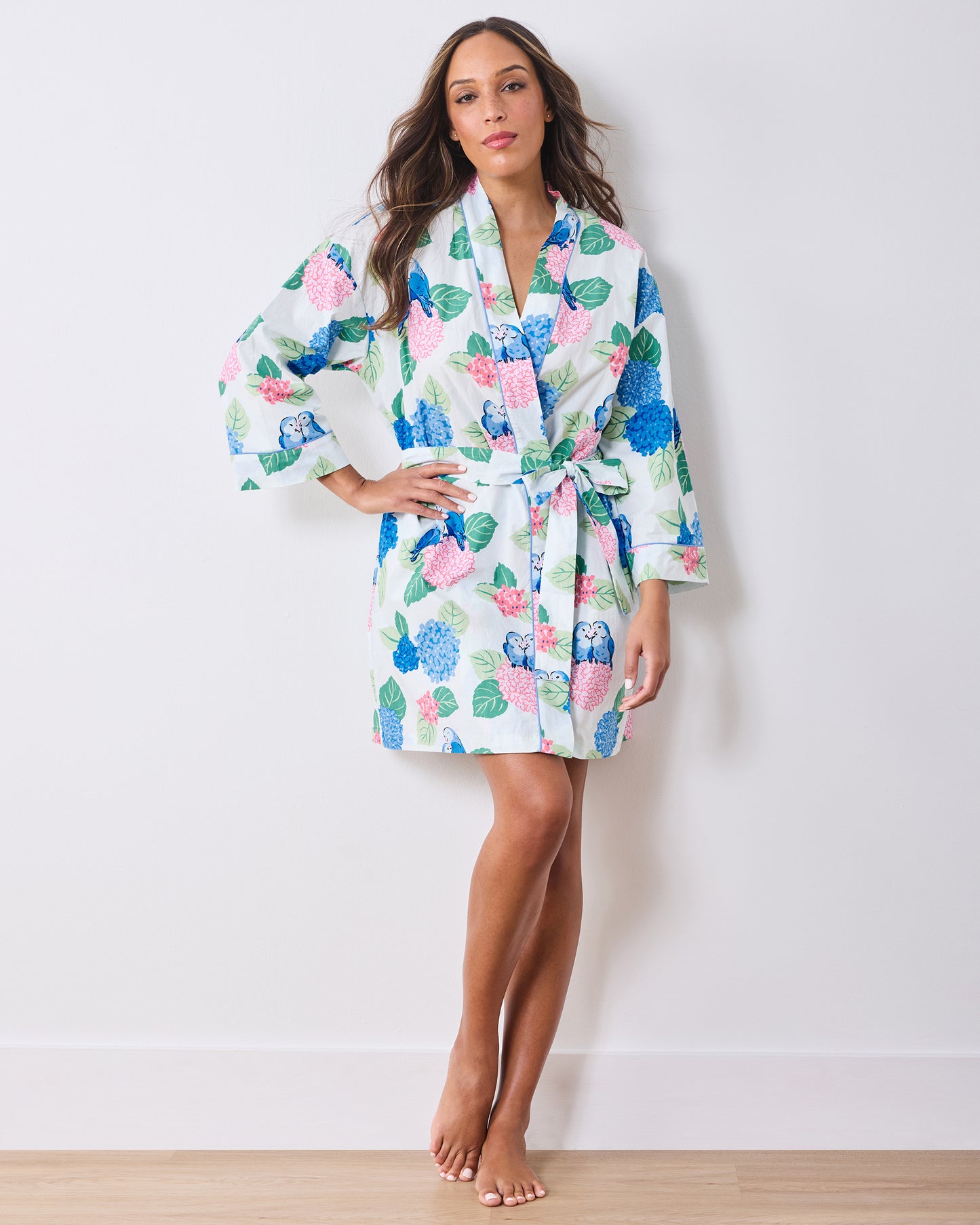 Hydrangea Honeymoon - Getting Ready Robe - Cloud - Printfresh