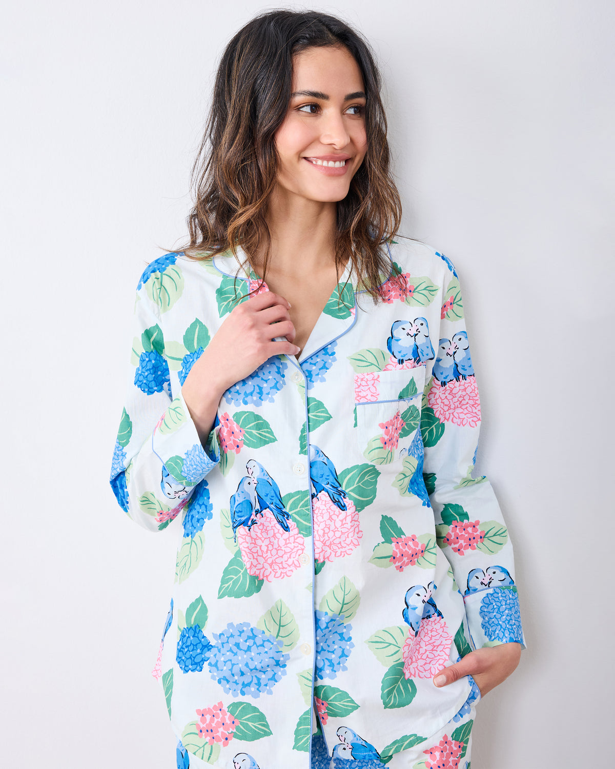 Hydrangea Honeymoon - Long PJ Set - Cloud - Printfresh