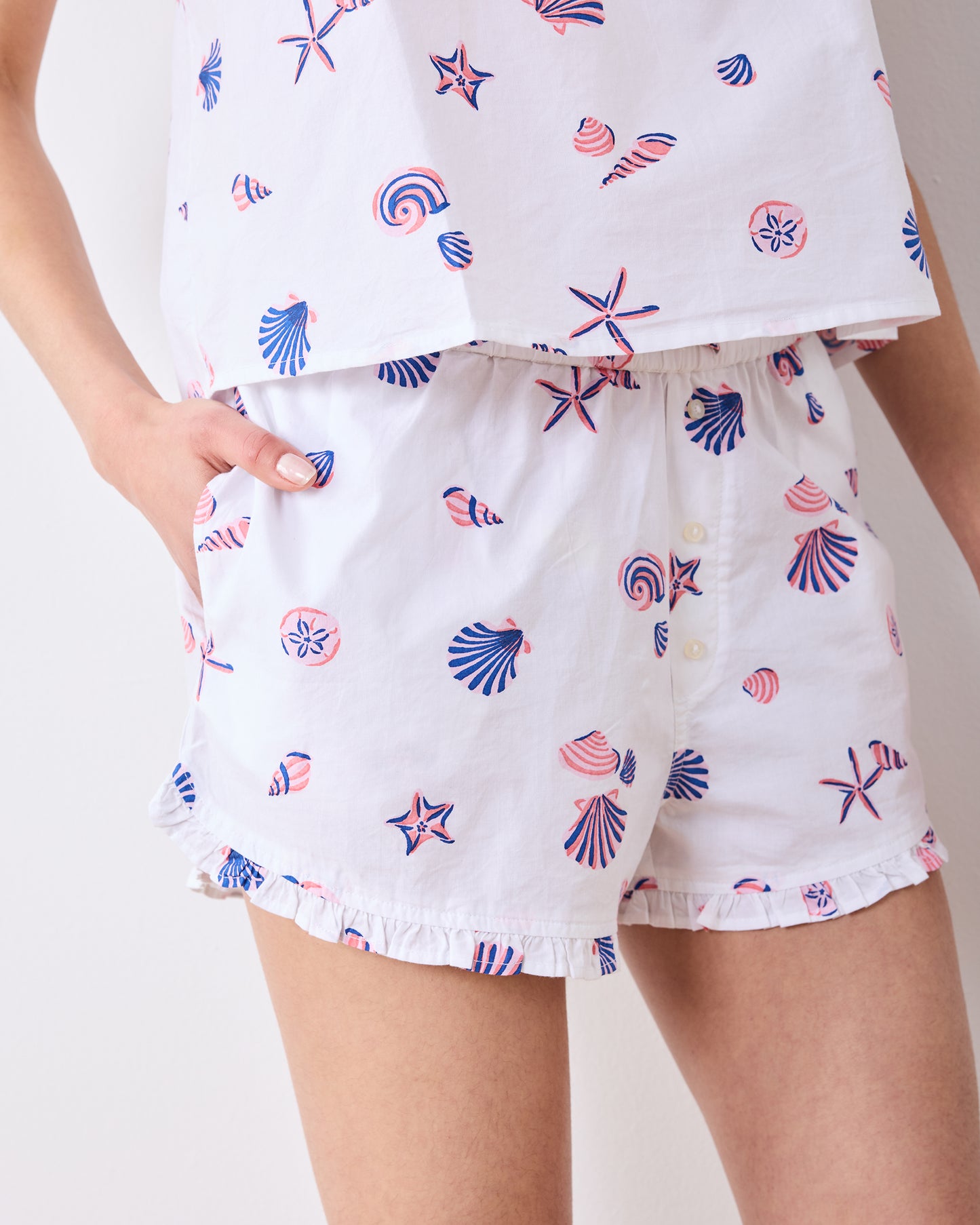 Scattered Shells - Back to Bed Short Set - Pink Cloud - Printfresh