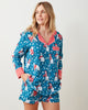 Bundled Up - Flannel Long Sleeve Top & Shorts Set - Navy - Printfresh