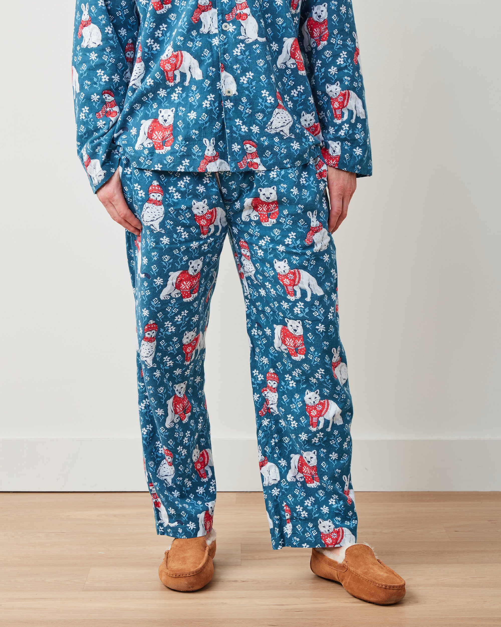 Bundled Up - Men's Flannel Long PJ Set - Navy - Printfresh