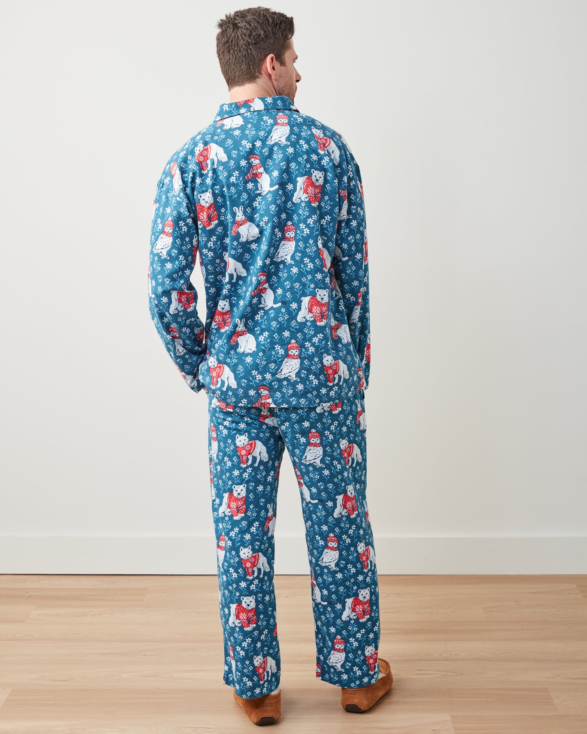 Bundled Up - Men's Flannel Long PJ Set - Navy - Printfresh