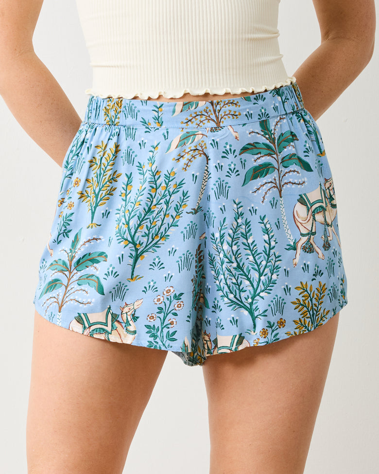 Camel's Courtyard - Eco Satin Sweet Dreams Shorts - Slate Blue - Printfresh