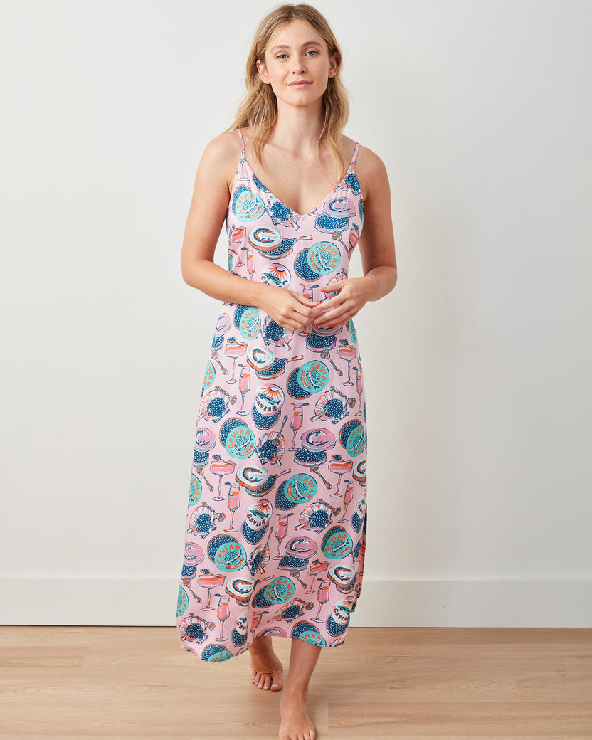 Champagne & Caviar - Eco Satin Chic To Sleep Nightie - Blush - Printfresh
